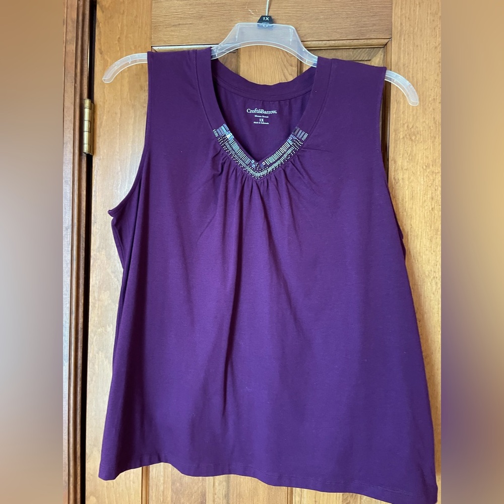 Croft & Barrow sleeveless top size 1X purple top - Picture 1 of 3